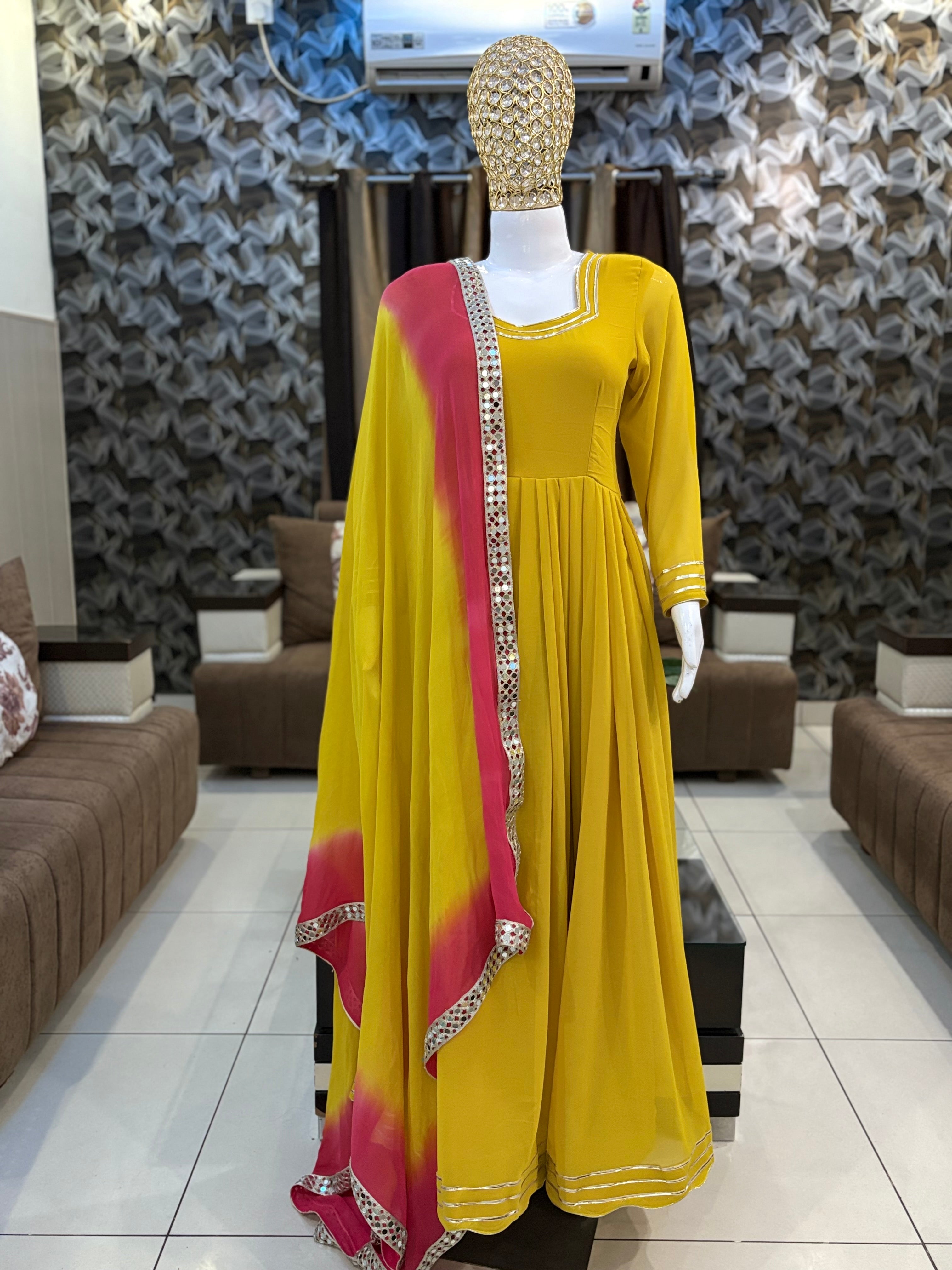 Rangreza Radiance – Mustard Yellow Anarkali Gown Set
