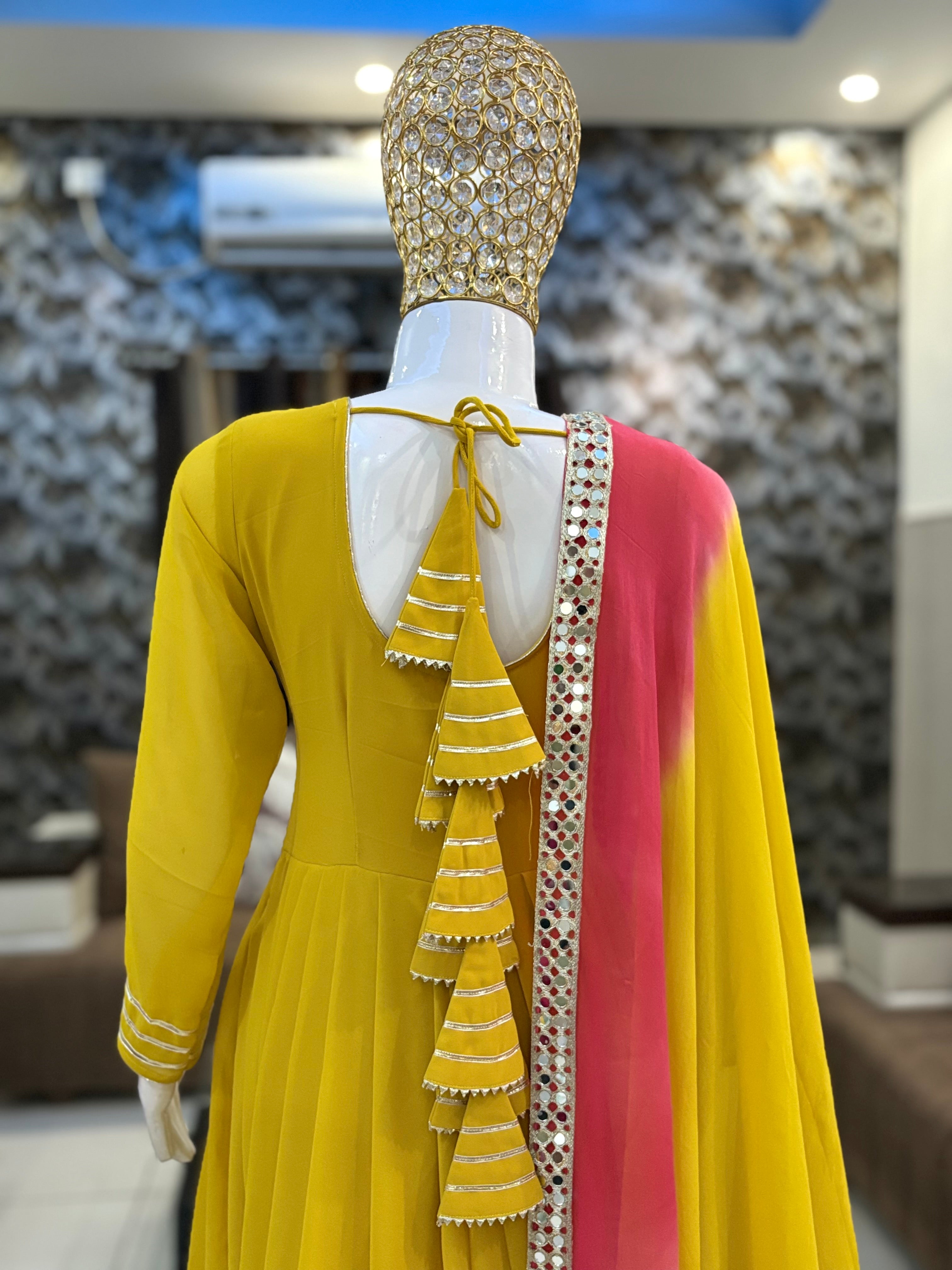 Rangreza Radiance – Mustard Yellow Anarkali Gown Set
