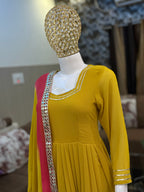 Rangreza Radiance – Mustard Yellow Anarkali Gown Set