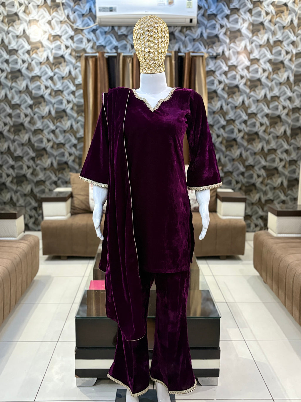 Purple Grace Velvet Bell Bottom Set